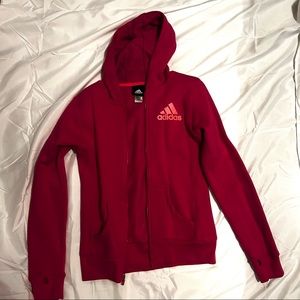 Kids Pink Adidas Hooded Jacket